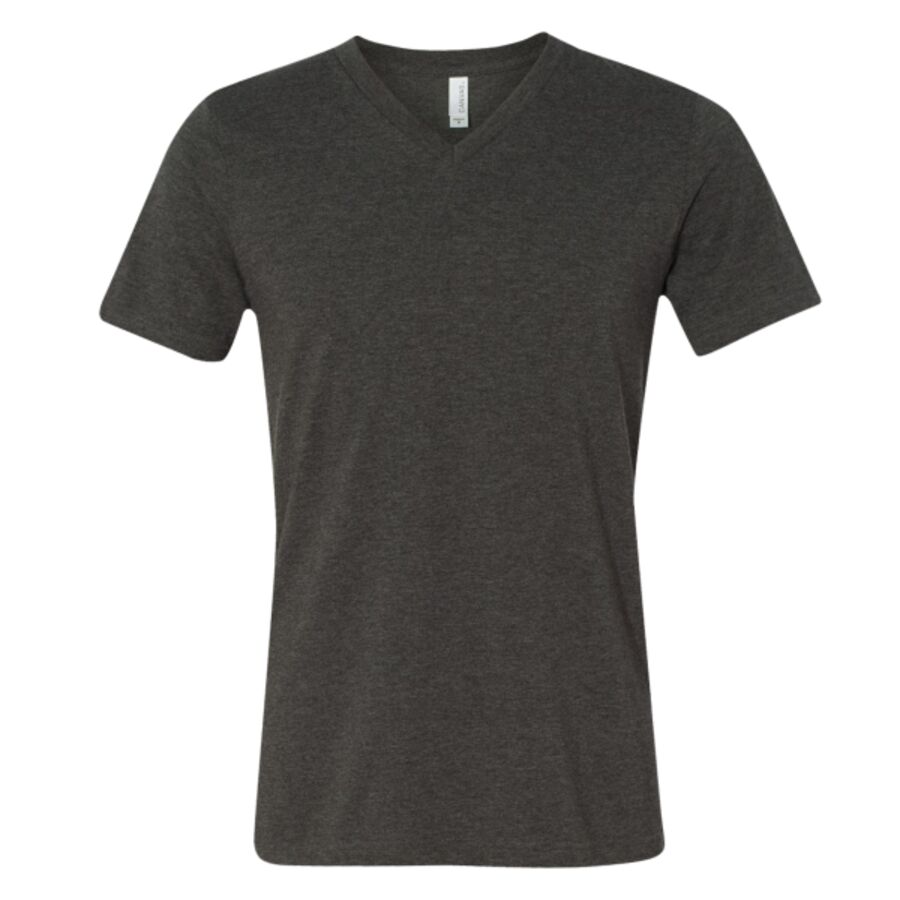 Unisex heather CVC short sleeve v-neck tee Thumbnail