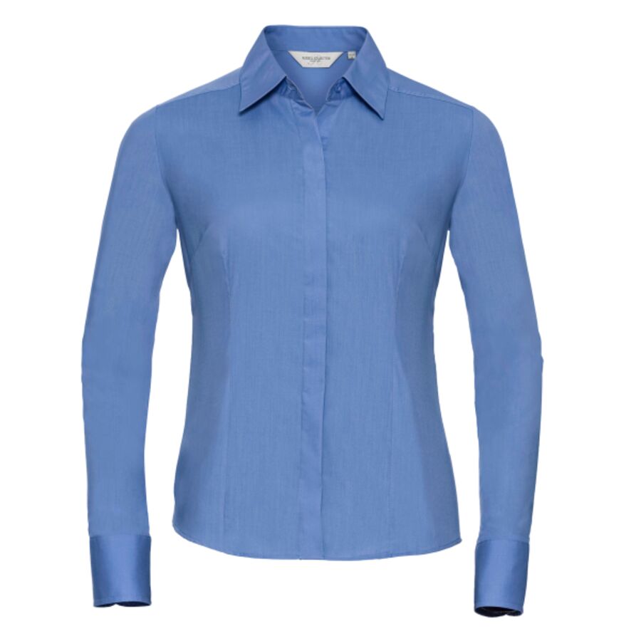 Women's long sleeve polycotton easycare fitted poplin shirt Thumbnail