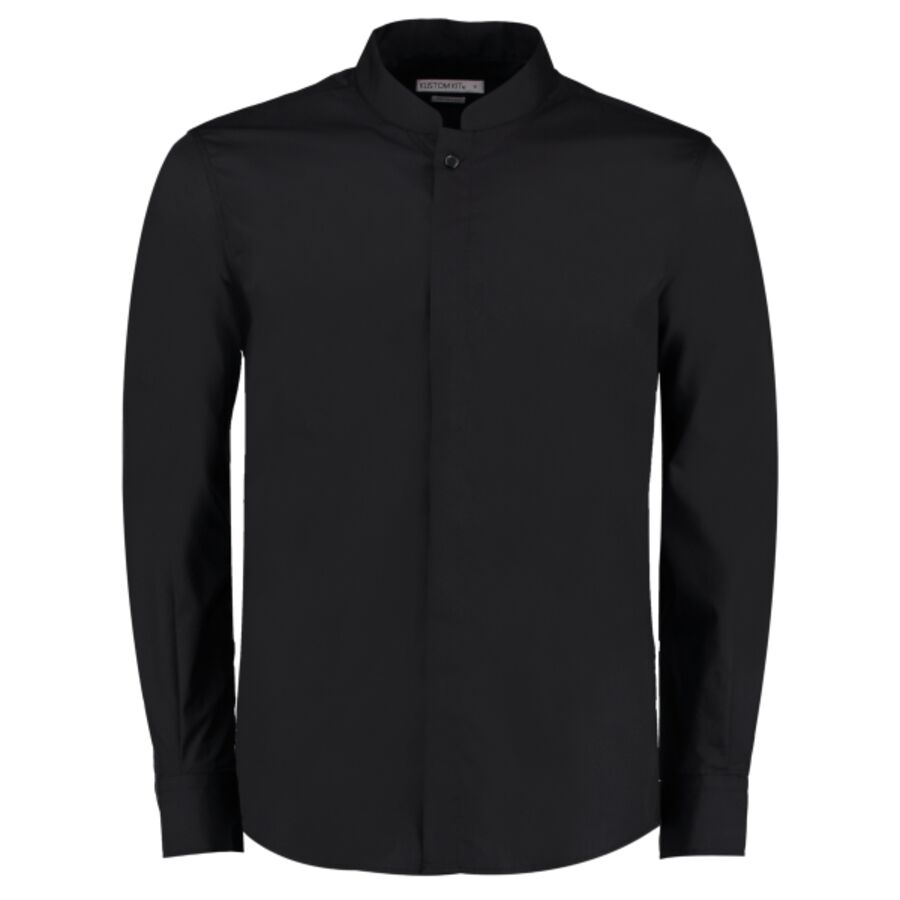 Mandarin collar shirt long-sleeved (tailored fit) Thumbnail