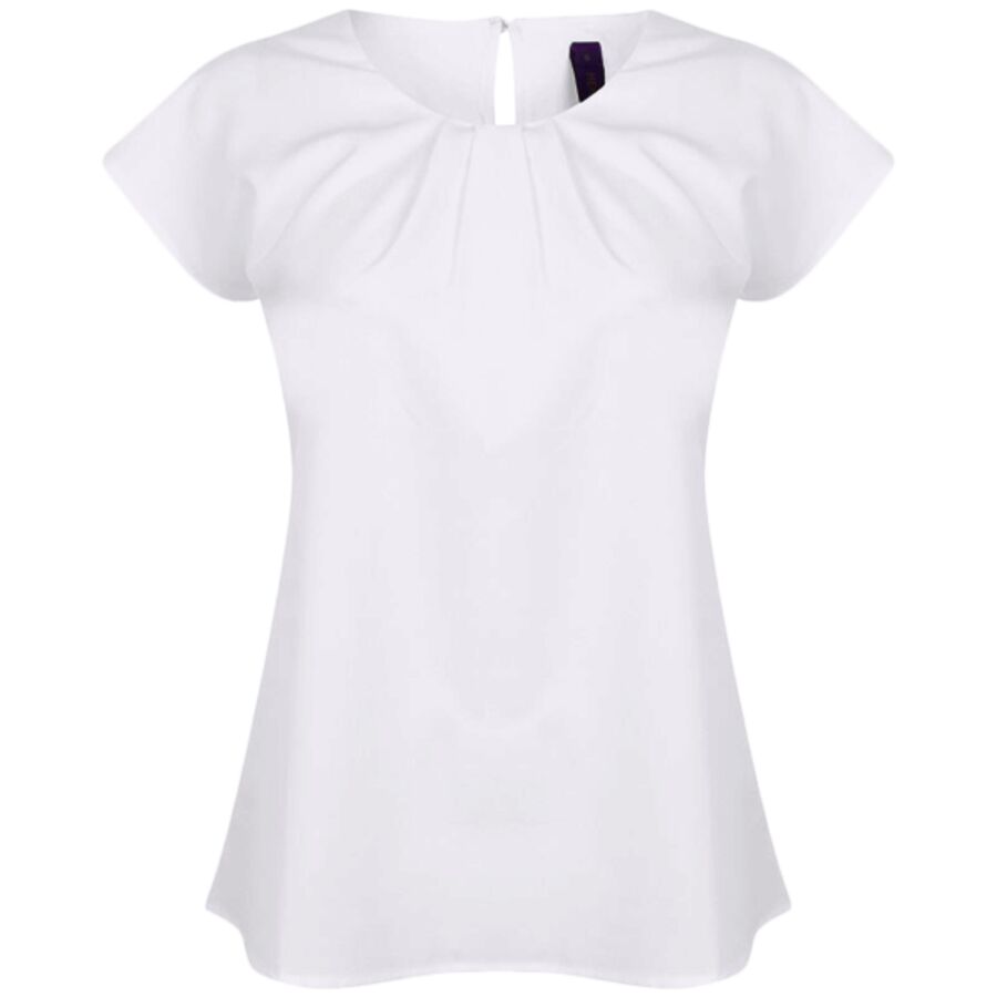 Women's pleat front short sleeve blouse Thumbnail