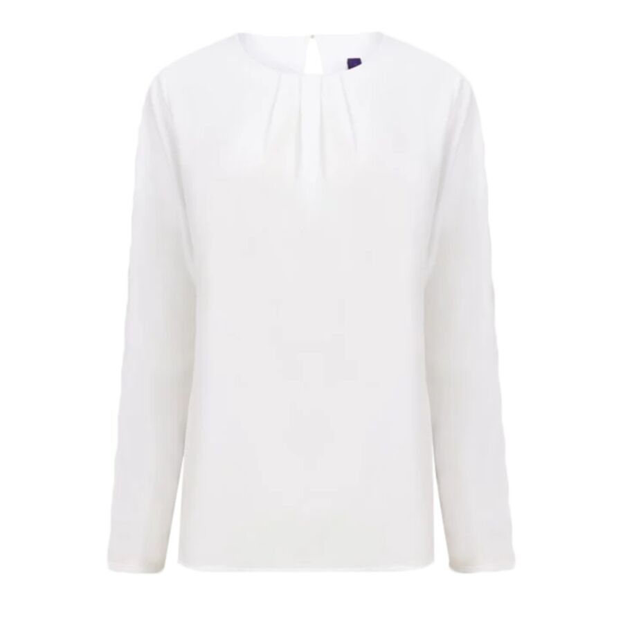 Women's pleat front long sleeve blouse Thumbnail