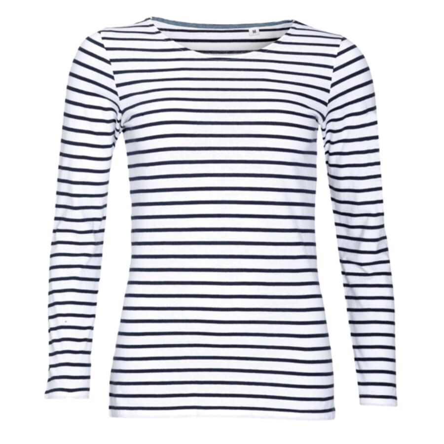 SOL'S Ladies Marine Long Sleeve Striped T-Shirt Thumbnail