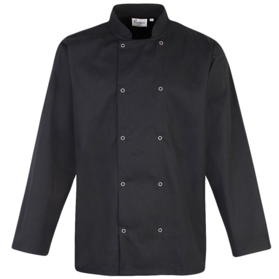 Studded front long sleeve chef's jacket Thumbnail